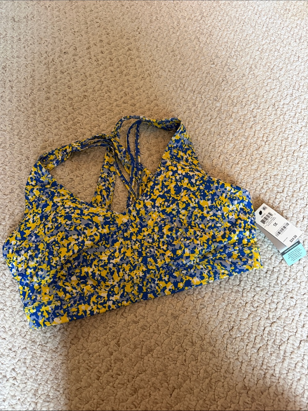 Ideology Yellow & Blue Floral Strappy Bodysuit Top